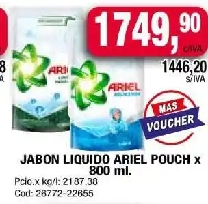 Maxiconsumo Jabon Liquido Ariel Pouch x 800 ml oferta