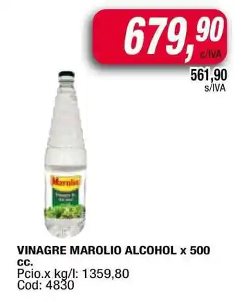 Maxiconsumo VINAGRE MAROLIO ALCOHOL x 500 cc oferta