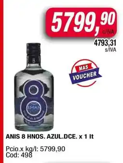 Maxiconsumo ANIS 8 HNOS. AZUL.DCE. x 1 lt oferta