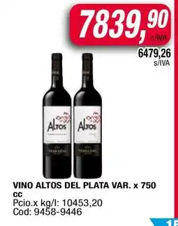 Maxiconsumo VINO ALTOS DEL PLATA VAR. X 750 cc oferta
