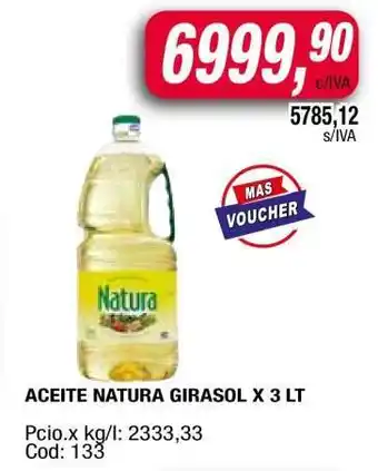 Maxiconsumo ACEITE NATURA GIRASOL X 3 LT oferta
