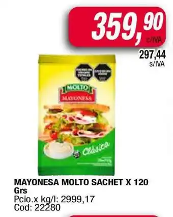 Maxiconsumo MAYONESA MOLTO SACHET X 120 Grs oferta