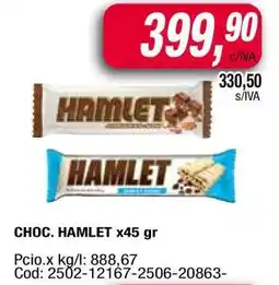 Maxiconsumo CHOC. HAMLET x45 gr oferta