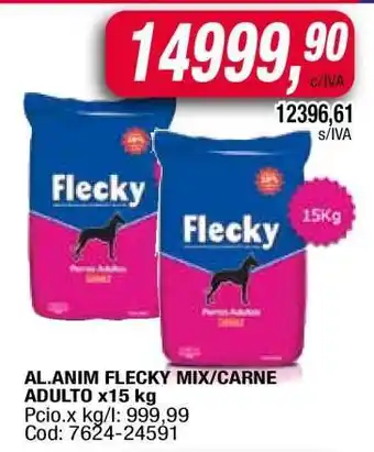Maxiconsumo AL.ANIM FLECKY MIX/CARNE ADULTO x15 kg oferta