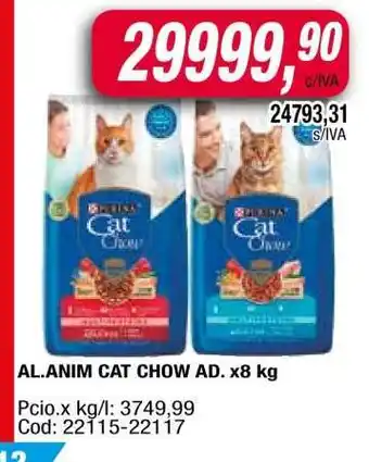 Maxiconsumo AL.ANIM CAT CHOW AD. x8 kg oferta
