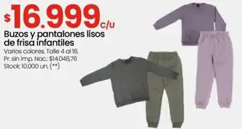 Changomas Buzos y pantalones lisos de frisa infantiles oferta