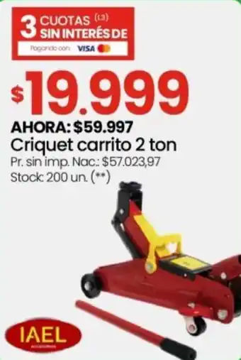 Changomas Iael criquet carrito 2 ton oferta
