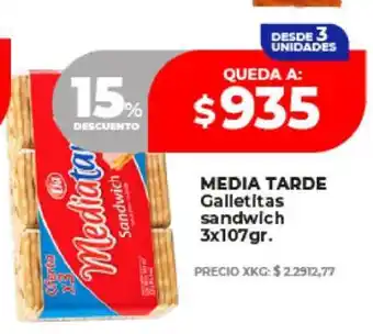 Supermayorista Vital MEDIA TARDE Galletitas sandwich 3x107gr oferta