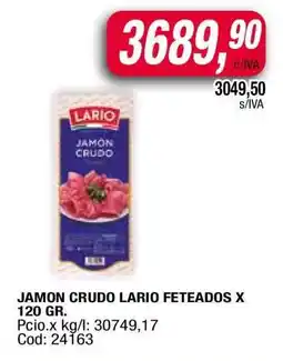 Maxiconsumo Jamon Crudo Lario Feteados x 120 gr oferta