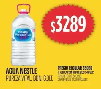 Supermercados Vea Agua Nestlé Pureza Vital, BDN. 6.3 Lt oferta