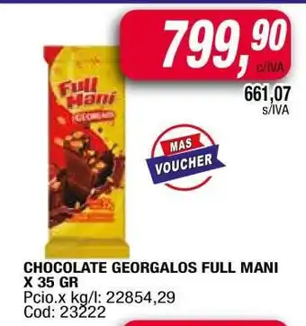 Maxiconsumo CHOCOLATE GEORGALOS FULL MANI X 35 GR oferta
