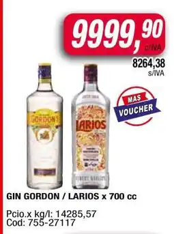 Maxiconsumo GIN GORDON / LARIOS x 700 cc oferta