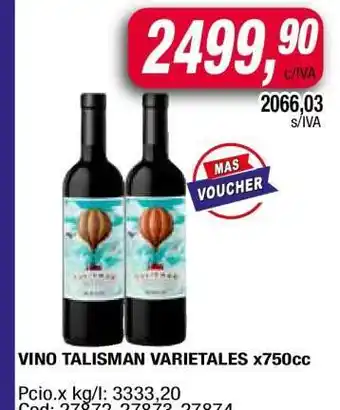 Maxiconsumo VINO TALISMAN VARIETALES x750cc oferta