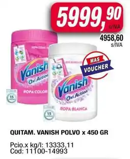 Maxiconsumo QUITAM. VANISH POLVO x 450 GR oferta