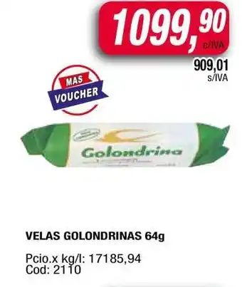 Maxiconsumo VELAS GOLONDRINAS 64g oferta