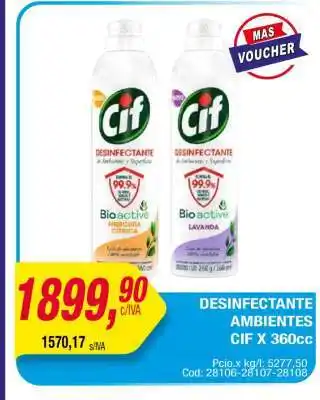 Maxiconsumo DESINFECTANTE AMBIENTES CIF X 360cc oferta