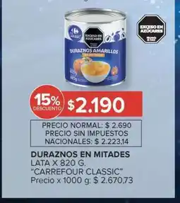 Carrefour Market Duraznos en Mitades oferta