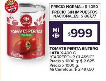 Carrefour Express Tomate Perita Entero Lata x 400 g oferta