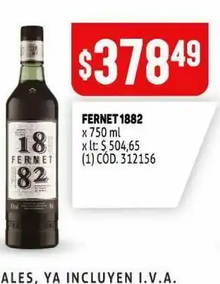 Makro Bebidas fernet 1882 oferta