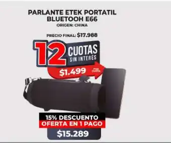 Supermayorista Vital PARLANTE Etek portátil bluetooth E66 oferta