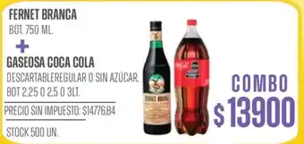 Supermercados Vea Fernet Branca + Gaseosa Coca Cola oferta