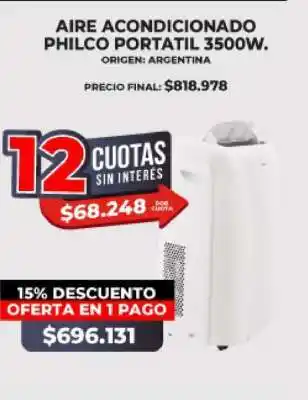 Supermayorista Vital Aire Acondicionado Philco Portátil 3500W oferta
