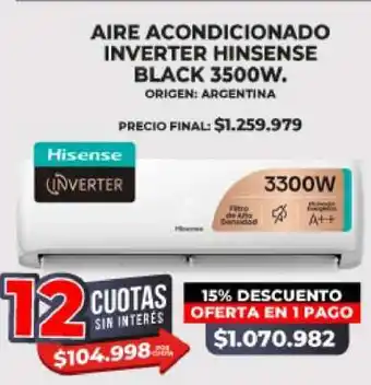Supermayorista Vital Aire Acondicionado Inverter Hinsense Black 3500W oferta