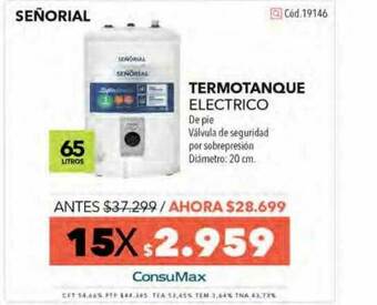 Nexon Termotanque Electrico 65 Litros Señorial oferta