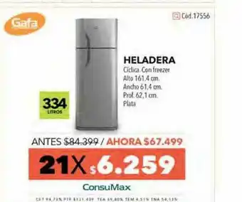 Nexon Heladera 334 Litros Plata Gafa oferta