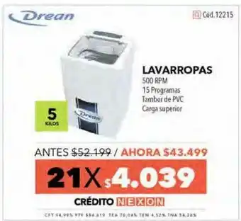 Nexon Lavarropas Carga Superior 5 Kilos Drean oferta