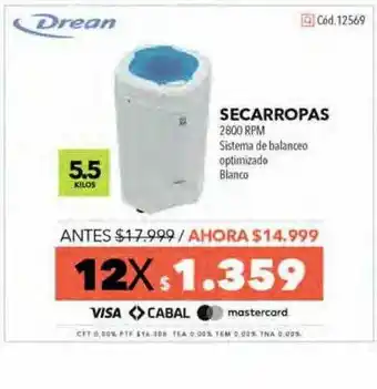 Nexon Secarropas 5.5 Kilos 12569 Drean oferta