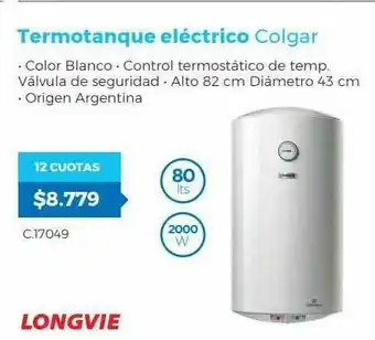 Pardo Hogar Termotanque Eléctrico Colgar Longvie oferta