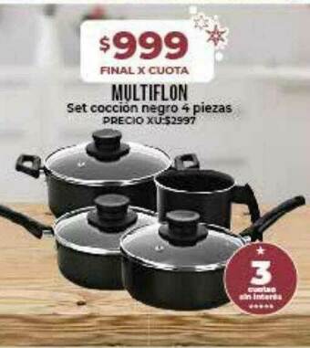 Supermayorista Vital Multiflon Set Coccion Negro 4 Piezas oferta