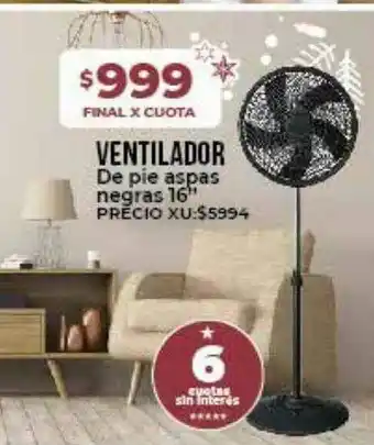 Supermayorista Vital Ventilador De Pie Aspas Negras 16 oferta
