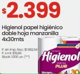 Changomas Higienol papel higiénico doble hoja manzanilla oferta