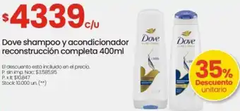 Changomas Dove shampoo y acondicionador oferta