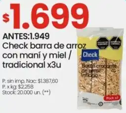 Changomas Check barra de arroz oferta