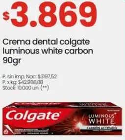 Changomas Colgate crema dental luminous white carbon oferta