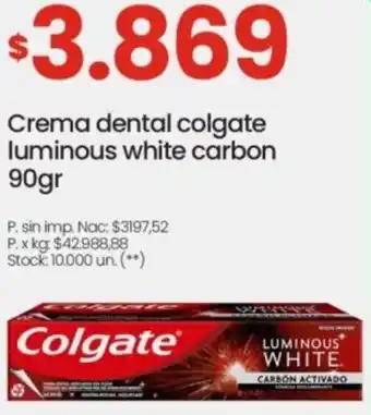 Changomas Colgate crema dental luminous white carbon oferta