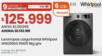 Changomas Whirlpool lavarropas carga frontal oferta