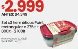 Changomas Set x3 herméticos Point rectangular oferta
