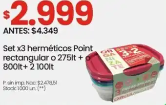 Changomas Set x3 herméticos Point rectangular oferta
