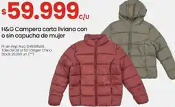 Changomas H&G Campera corta liviana con o sin capucha de mujer oferta