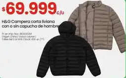 Changomas H&G Campera corta liviana con o sin capucha de hombre oferta