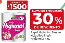 Supermercados DIA Higienol papel higiénico simple hoja aloe fresh oferta