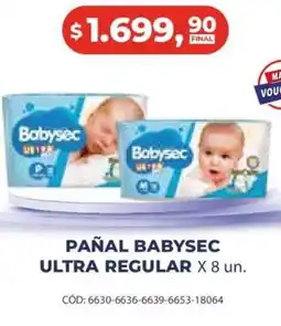Maxiconsumo PAÑAL BABYSEC ULTRA REGULAR X 8 un oferta