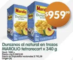 Supermercados Buenos Días Marolio duraznos al natural en trozos tetrarecart oferta