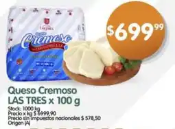 Supermercados Buenos Días Las tres queso cremoso oferta