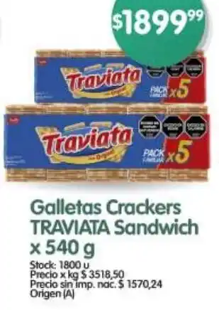 Supermercados Buenos Días Traviata galletas crackers sandwich oferta