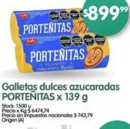Supermercados Buenos Días Porteñitas galletas dulces azucaradas oferta